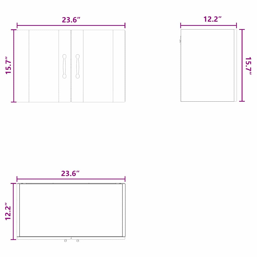 Wall Cabinet PORTO Black 60 x 31 x 40 cm Engineered Wood