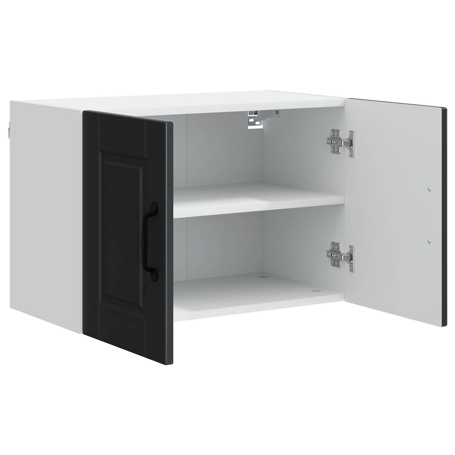 Wall Cabinet PORTO 2 pcs Black Engineered Wood