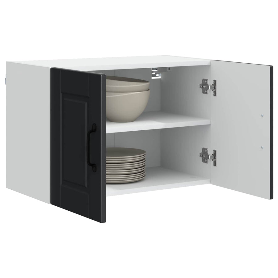Wall Cabinet PORTO 2 pcs Black Engineered Wood