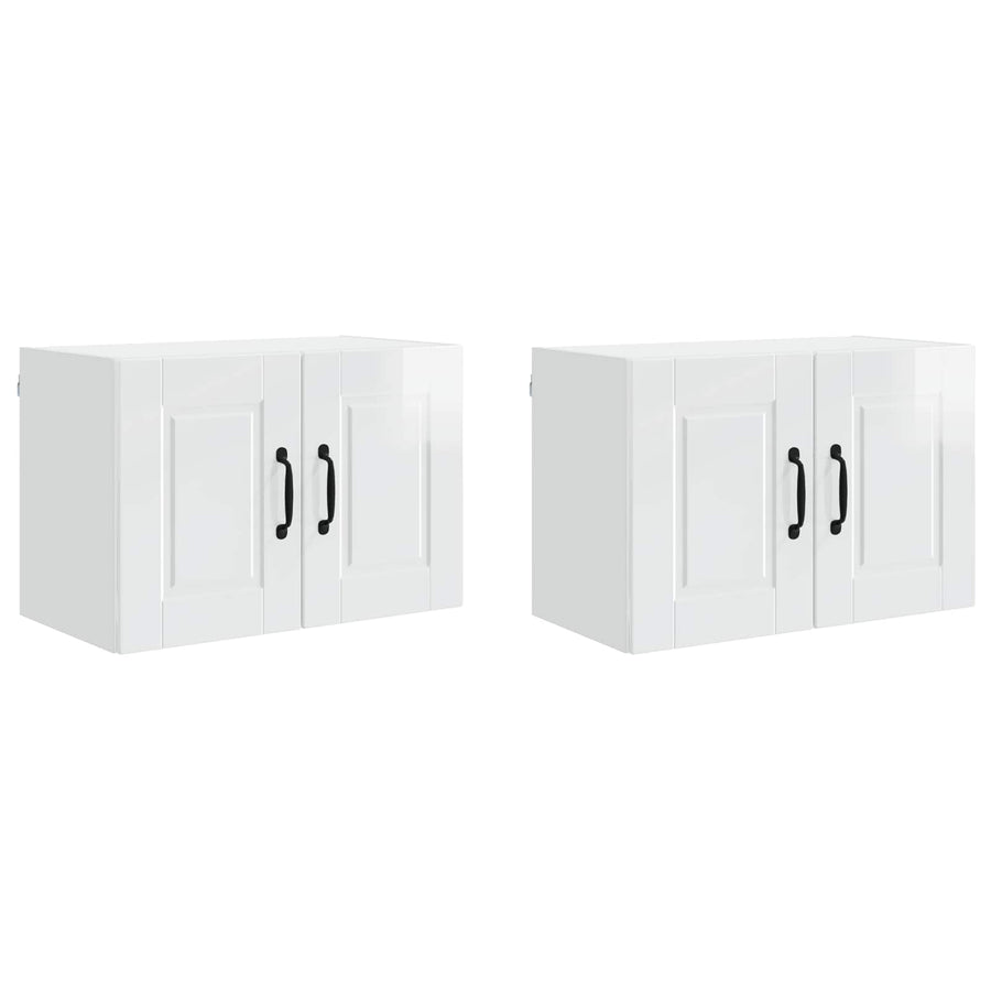 Wall Cabinet PORTO 2 pcs High Gloss White Engineered Wood