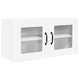 Wall Glass Cabinet PORTO White 80 x 31 x 40 cm Engineered Wood - Front View