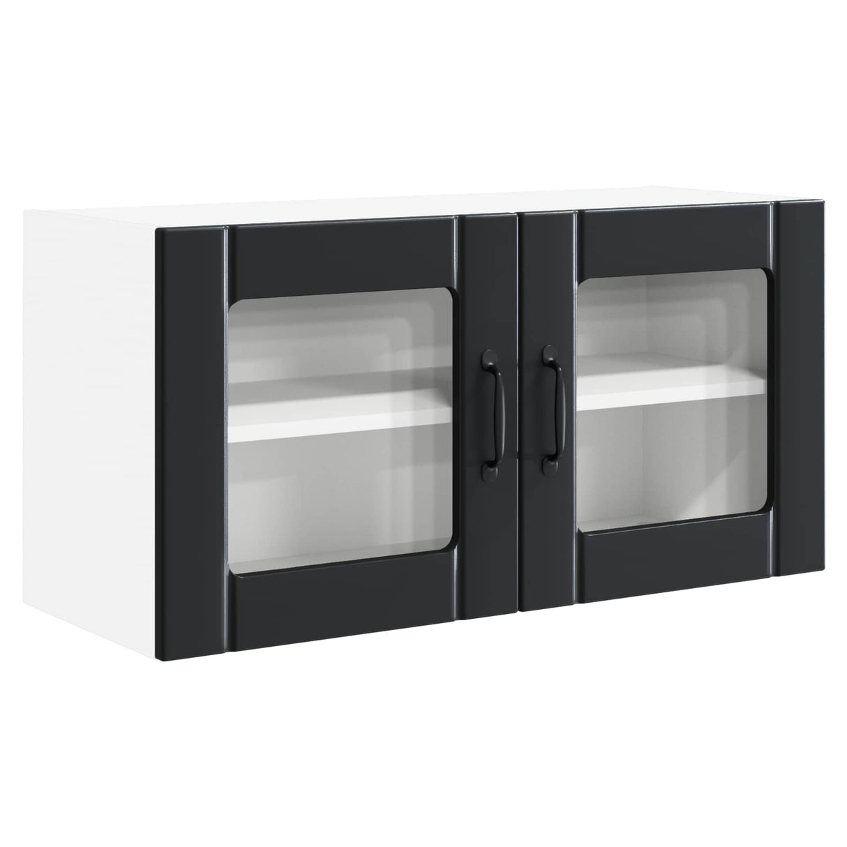 Wall Glass Cabinet PORTO Black 80 x 31 x 40 cm Engineered Wood