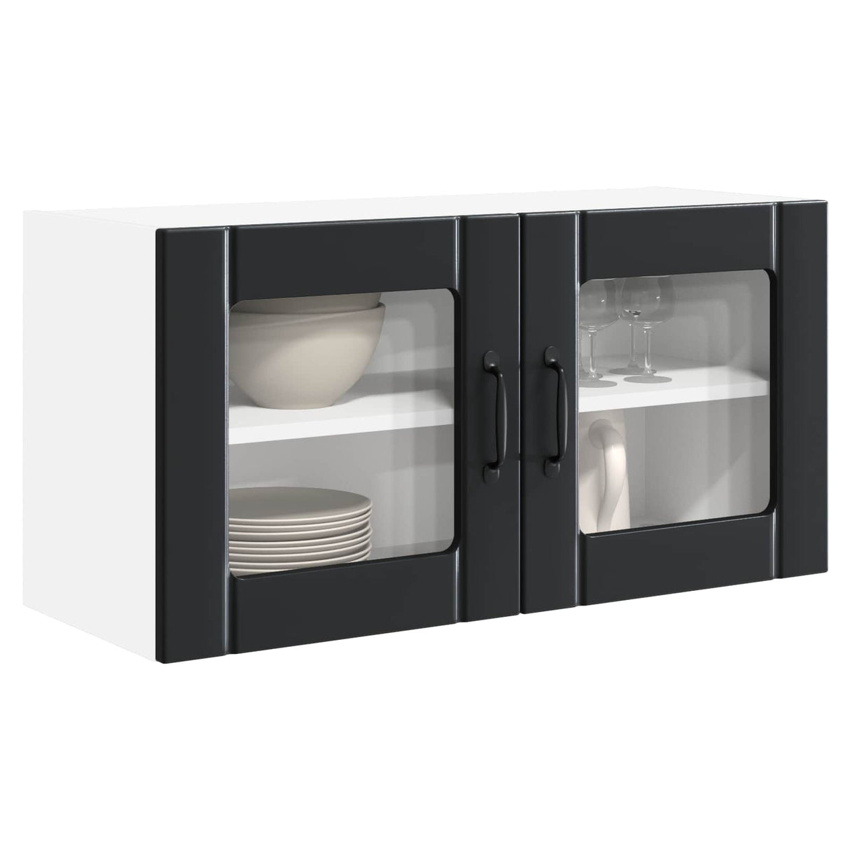Wall Glass Cabinet PORTO Black 80 x 31 x 40 cm Engineered Wood
