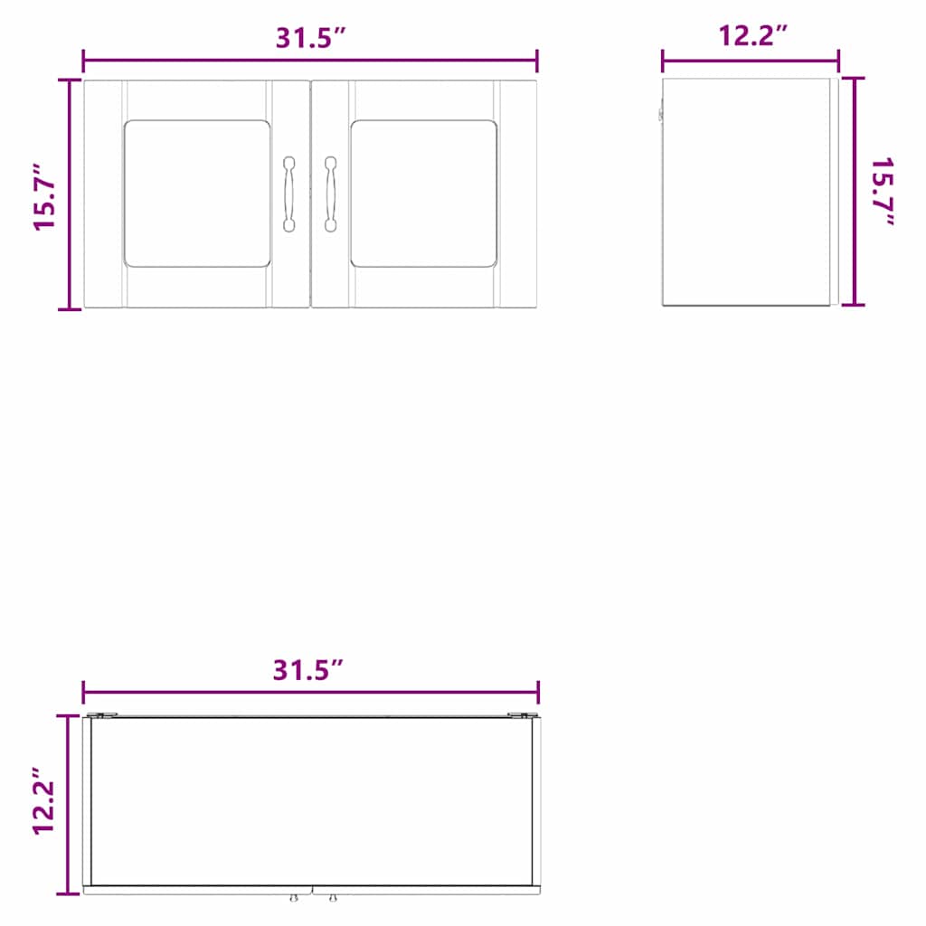 Wall Glass Cabinet PORTO Black 80 x 31 x 40 cm Engineered Wood