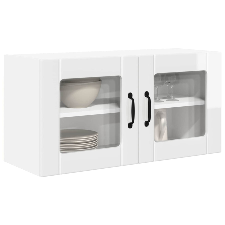 Wall Glass Cabinet PORTO High Gloss White 80 x 31 x 40 cm