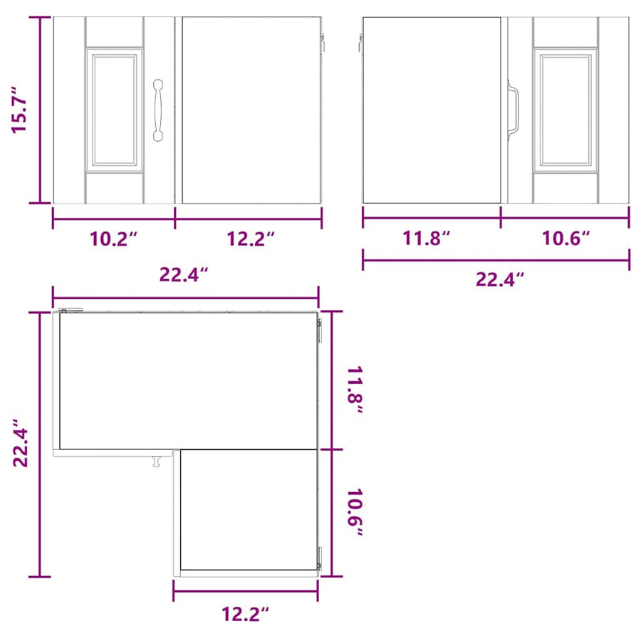 Wall Corner Cabinet PORTO White 57 x 57 x 40 cm Engineered Wood