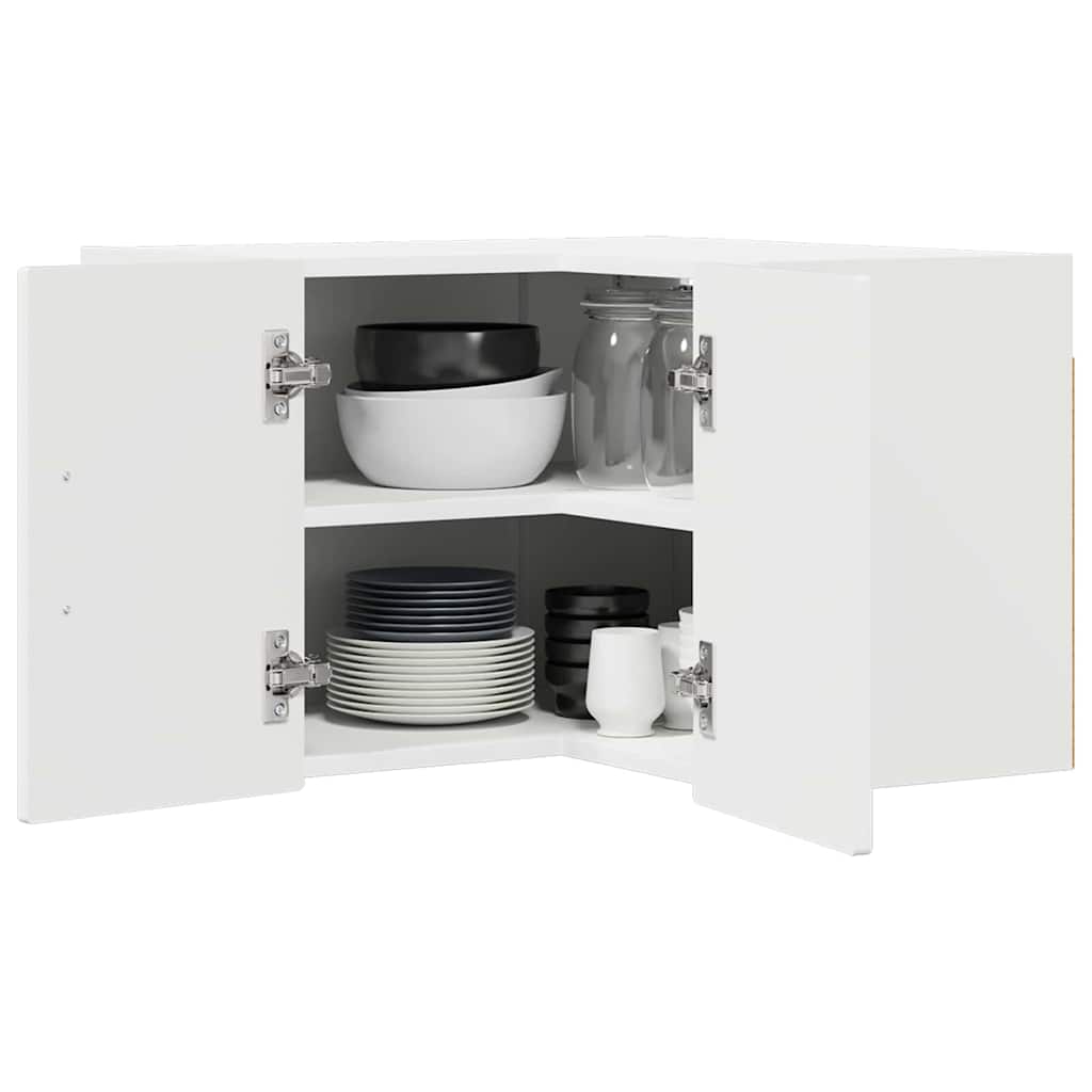 Wall Corner Cabinet PORTO High Gloss White 57 x 57 x 40 cm