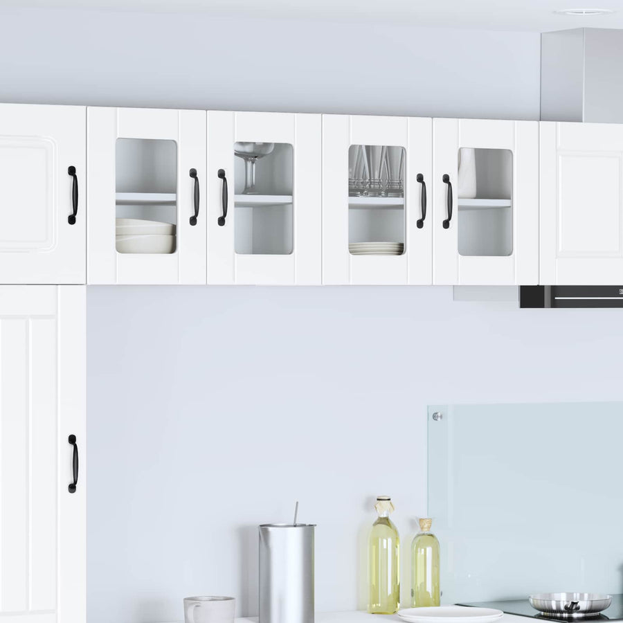 Wall Glass Cabinet PORTO 2 pcs White Engineered Wood