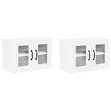 Wall Glass Cabinet PORTO 2 pcs White 60 x 31 x 40 cm - Front View