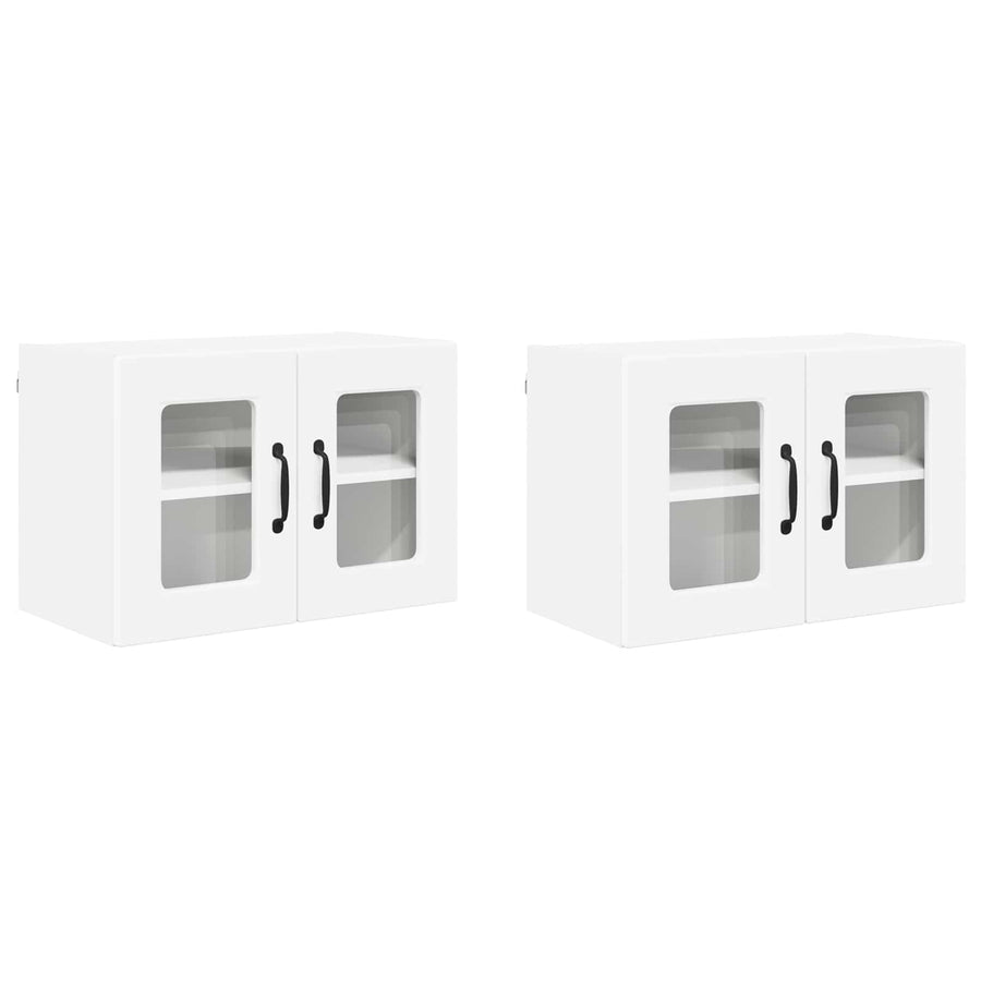 Wall Glass Cabinet PORTO 2 pcs White Engineered Wood