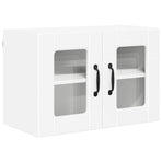 Wall Glass Cabinet PORTO 2 pcs White Engineered Wood
