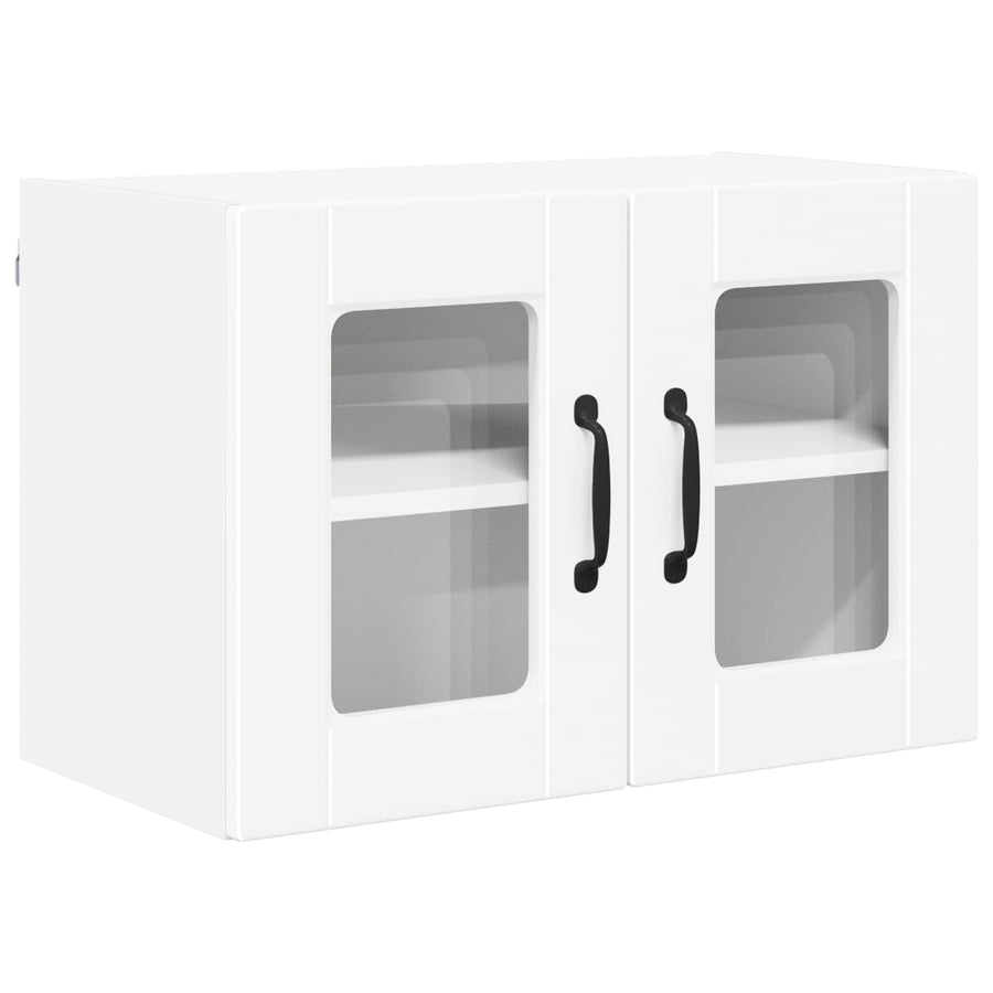 Wall Glass Cabinet PORTO 2 pcs White Engineered Wood