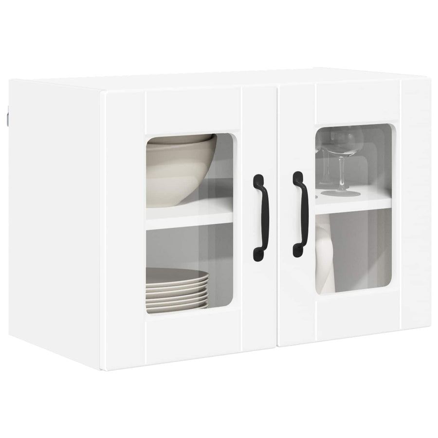 Wall Glass Cabinet PORTO 2 pcs White Engineered Wood