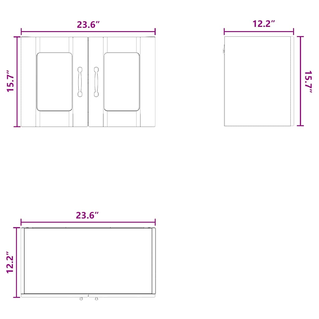 Wall Glass Cabinet PORTO Black 60 x 31 x 40 cm Engineered Wood