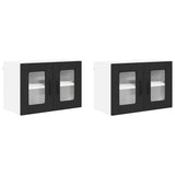 Kitchen Wall Cabinet with Shelf 2 pcs Black 60 x 31 x 40 cm - Front View