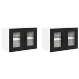 Wall Glass Cabinet PORTO 2 pcs Black 60 x 31 x 40 cm