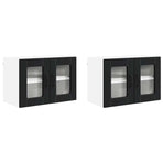 Wall Glass Cabinet PORTO 2 pcs Black Engineered Wood