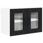 Wall Glass Cabinet PORTO 2 pcs Black Engineered Wood