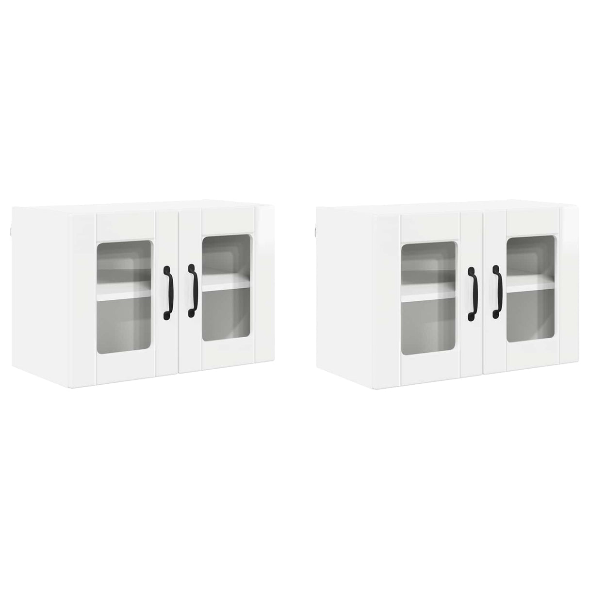 Wall Glass Cabinet PORTO 2 pcs High Gloss White 60 x 31 x 40 cm
