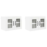 Wall Glass Cabinet PORTO 2 pcs High Gloss White 60 x 31 x 40 cm