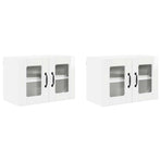 Wall Glass Cabinet PORTO 2 pcs High Gloss White Engineered Wood