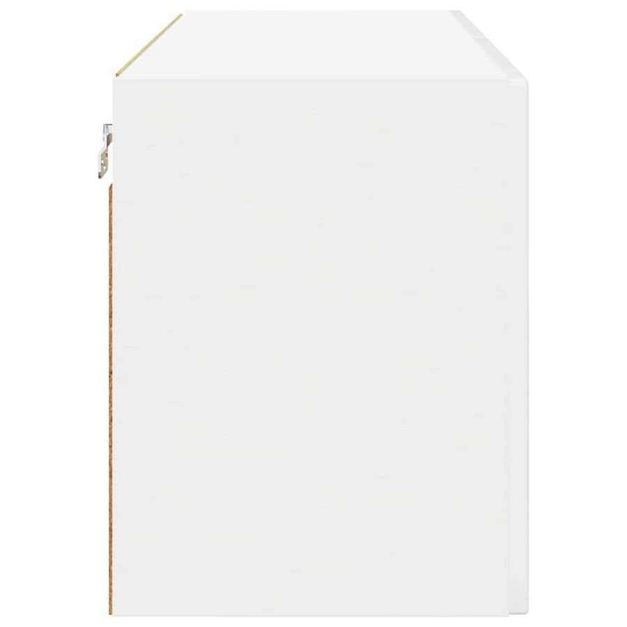 Wall Glass Cabinet PORTO 2 pcs High Gloss White Engineered Wood