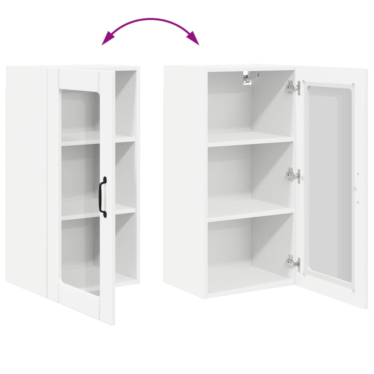 Wall Glass Cabinet PORTO White 40 x 31 x 80 cm Engineered Wood