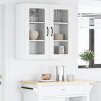 Wall Glass Cabinet PORTO 2 pcs White Engineered Wood