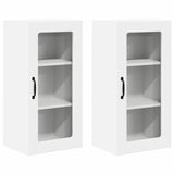 Kitchen Wall Cabinet with Shelf 2 pcs White 40 x 31 x 80 cm - Front View
