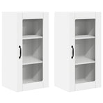 Wall Glass Cabinet PORTO 2 pcs White Engineered Wood