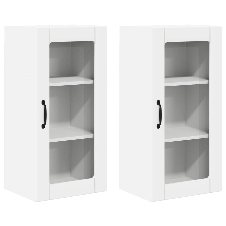 Wall Glass Cabinet PORTO 2 pcs White Engineered Wood
