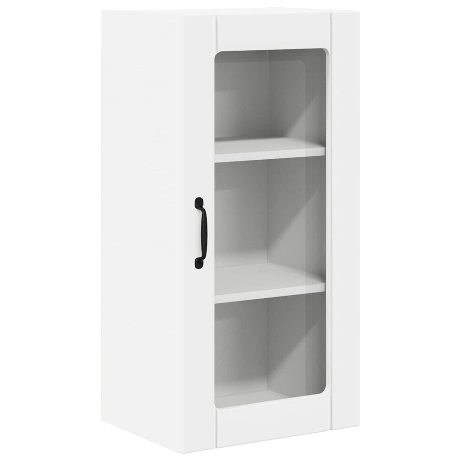 Wall Glass Cabinet PORTO 2 pcs White Engineered Wood