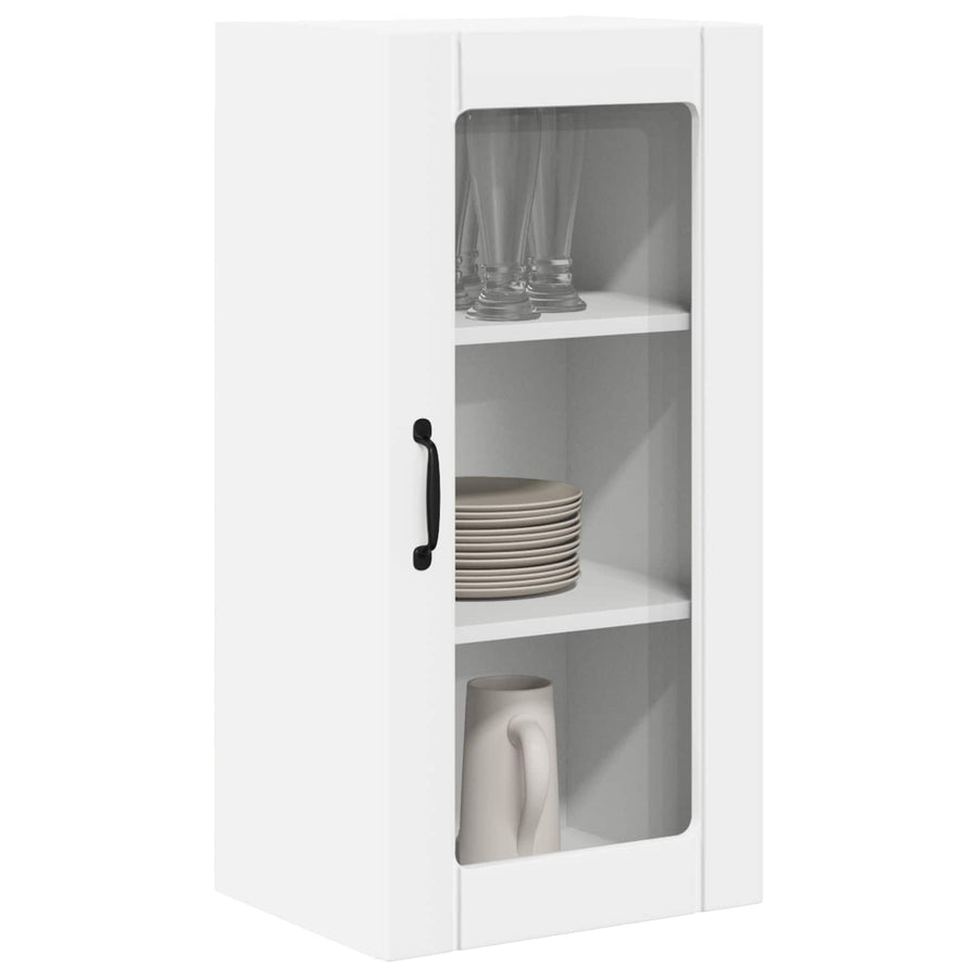 Wall Glass Cabinet PORTO 2 pcs White Engineered Wood