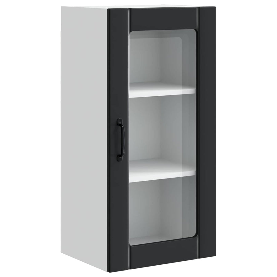 Wall Glass Cabinet PORTO Black 40 x 31 x 80 cm Engineered Wood