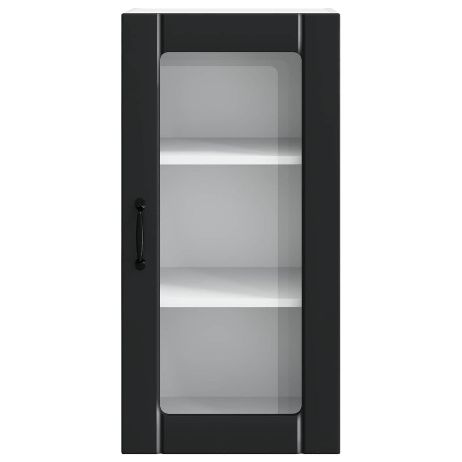 Wall Glass Cabinet PORTO Black 40 x 31 x 80 cm Engineered Wood