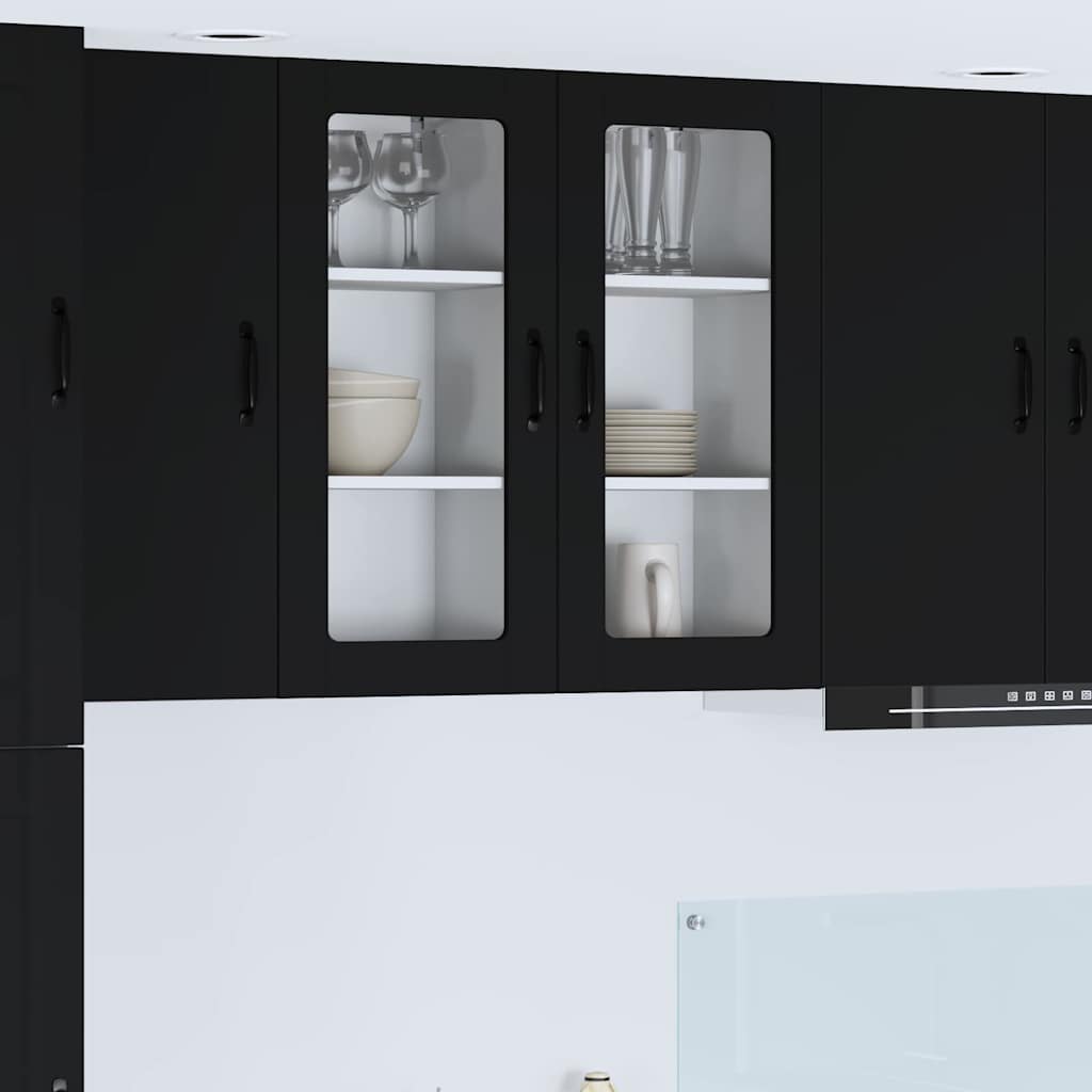 Kitchen Wall Cabinet with Shelf 2 pcs Black 40 x 31 x 80 cm