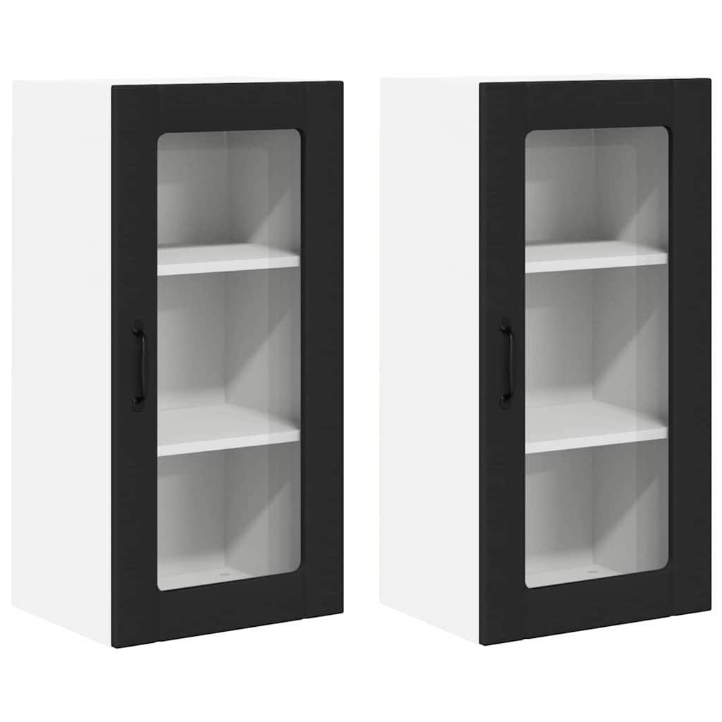 Kitchen Wall Cabinet with Shelf 2 pcs Black 40 x 31 x 80 cm