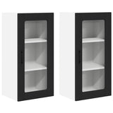 Kitchen Wall Cabinet with Shelf 2 pcs Black 40 x 31 x 80 cm - Front View