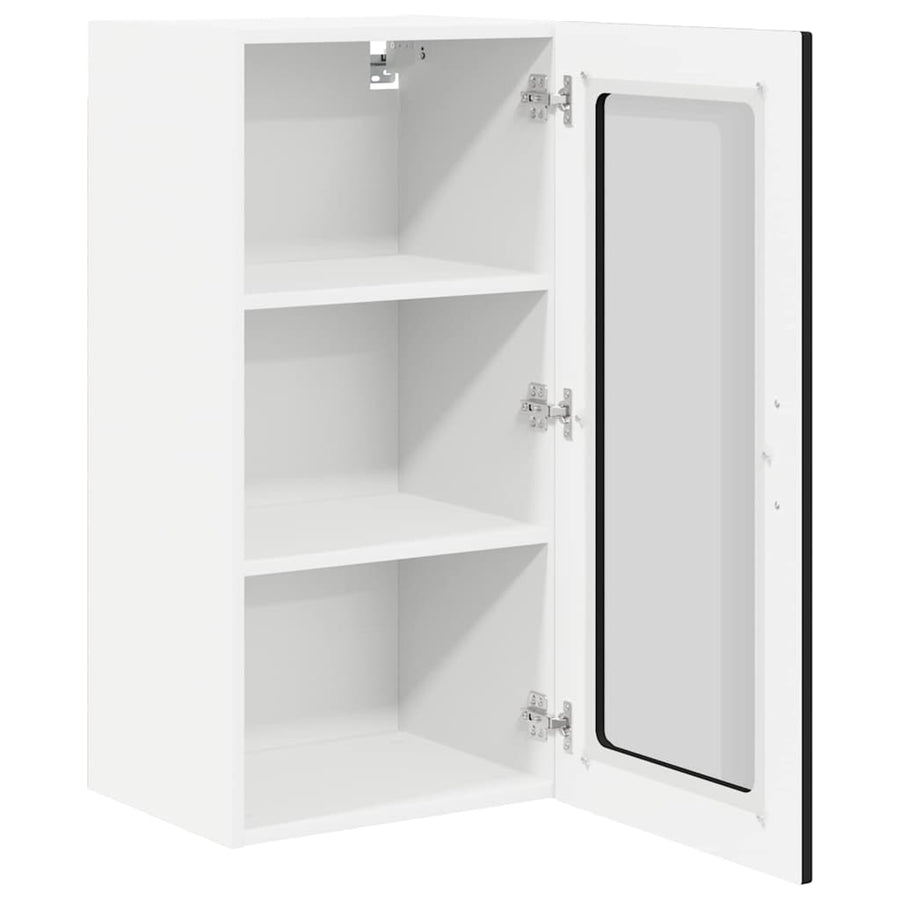 Wall Glass Cabinet PORTO 2 pcs Black Engineered Wood