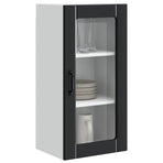 Wall Glass Cabinet PORTO 2 pcs Black Engineered Wood