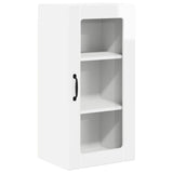 Wall Glass Cabinet PORTO High Gloss White 40 x 31 x 80 cm - Front View