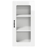 Wall Glass Cabinet PORTO 2 pcs High Gloss White 40 x 31 x 80 cm - Close-Up Angle