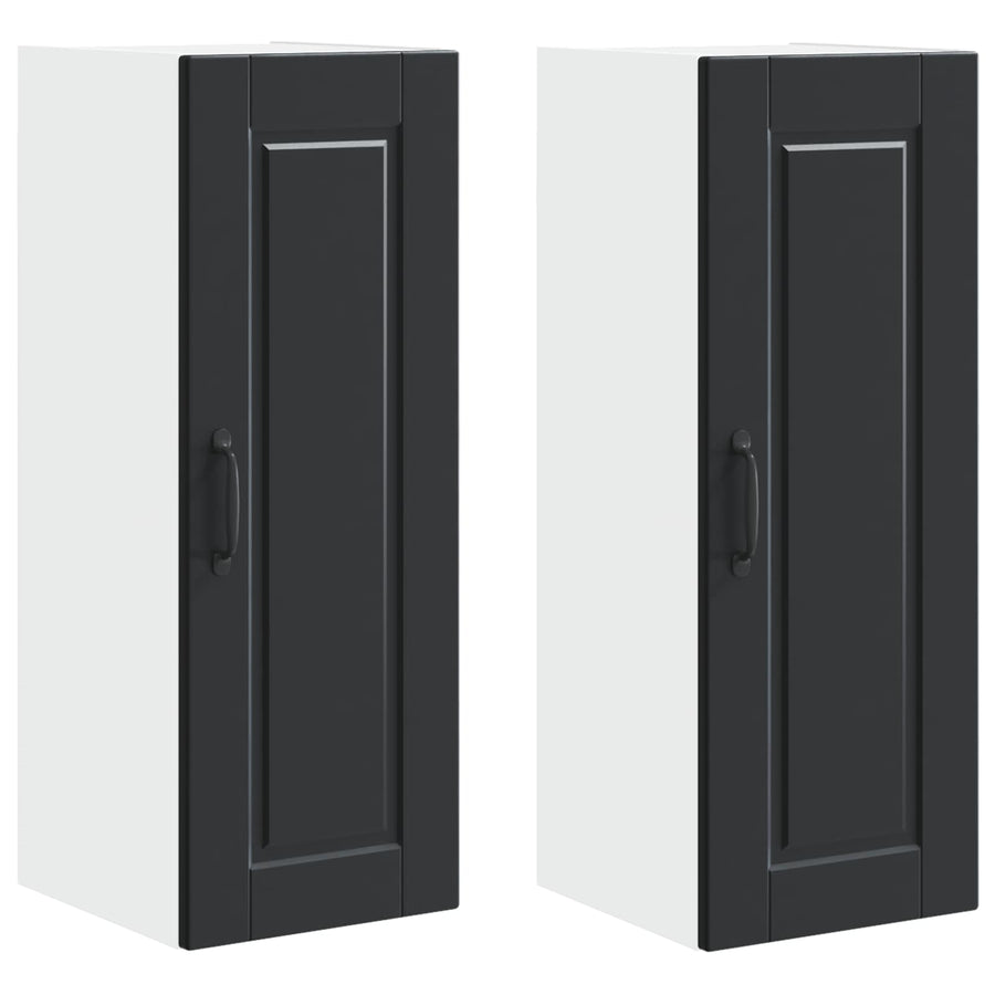 Wall Cabinet PORTO 2 pcs Black Engineered Wood