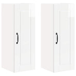 Wall Cabinet PORTO 2 pcs High Gloss White Engineered Wood