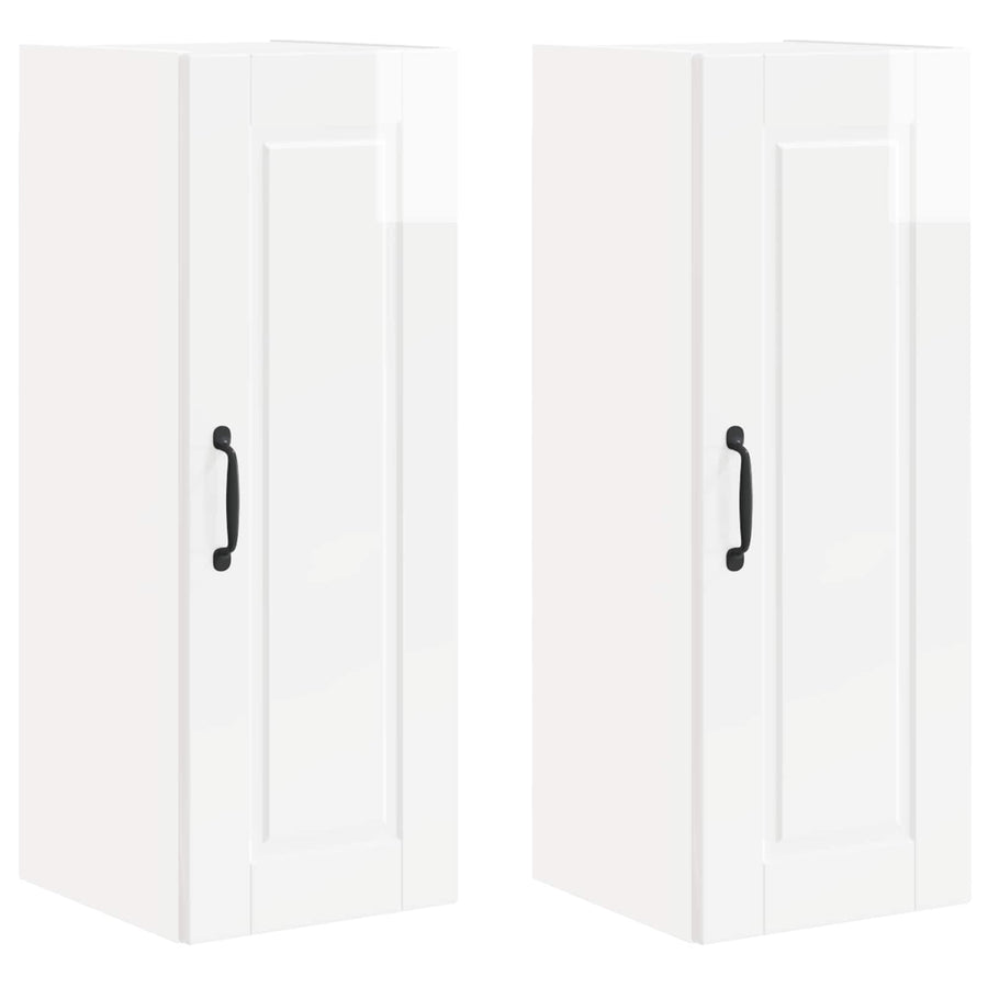 Wall Cabinet PORTO 2 pcs High Gloss White Engineered Wood