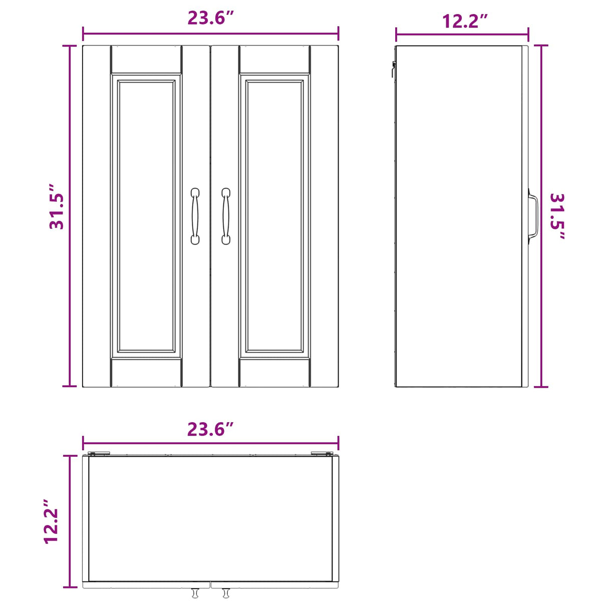 Wall Cabinet PORTO White 60 x 31 x 80 cm Engineered Wood