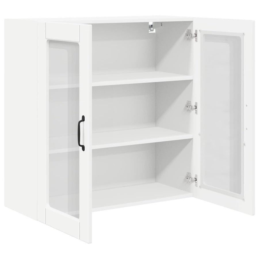 Wall Glass Cabinet PORTO White 80 x 31 x 80 cm Engineered Wood