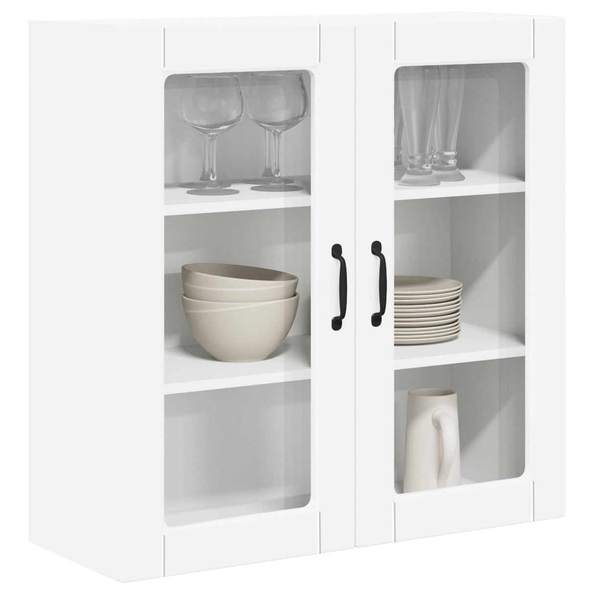 Wall Glass Cabinet PORTO White 80 x 31 x 80 cm Engineered Wood