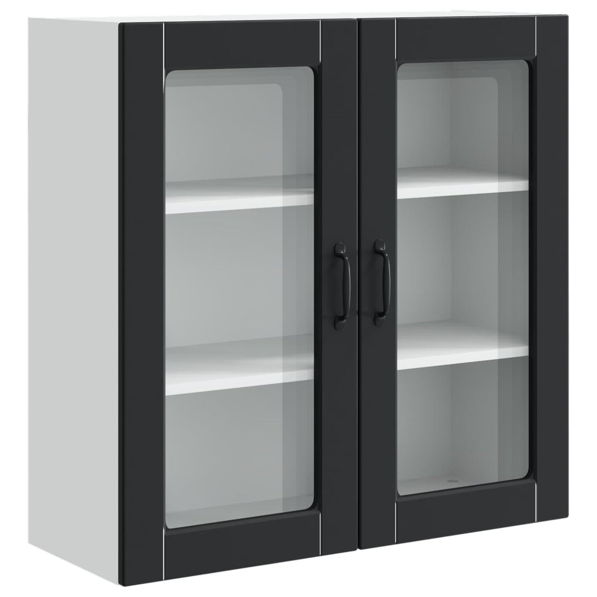 Wall Glass Cabinet PORTO Black 80 x 31 x 80 cm Engineered Wood