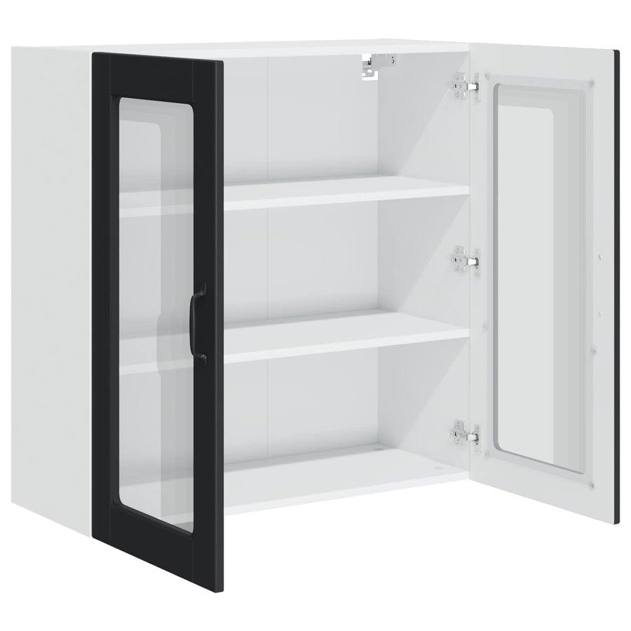 Wall Glass Cabinet PORTO Black 80 x 31 x 80 cm Engineered Wood